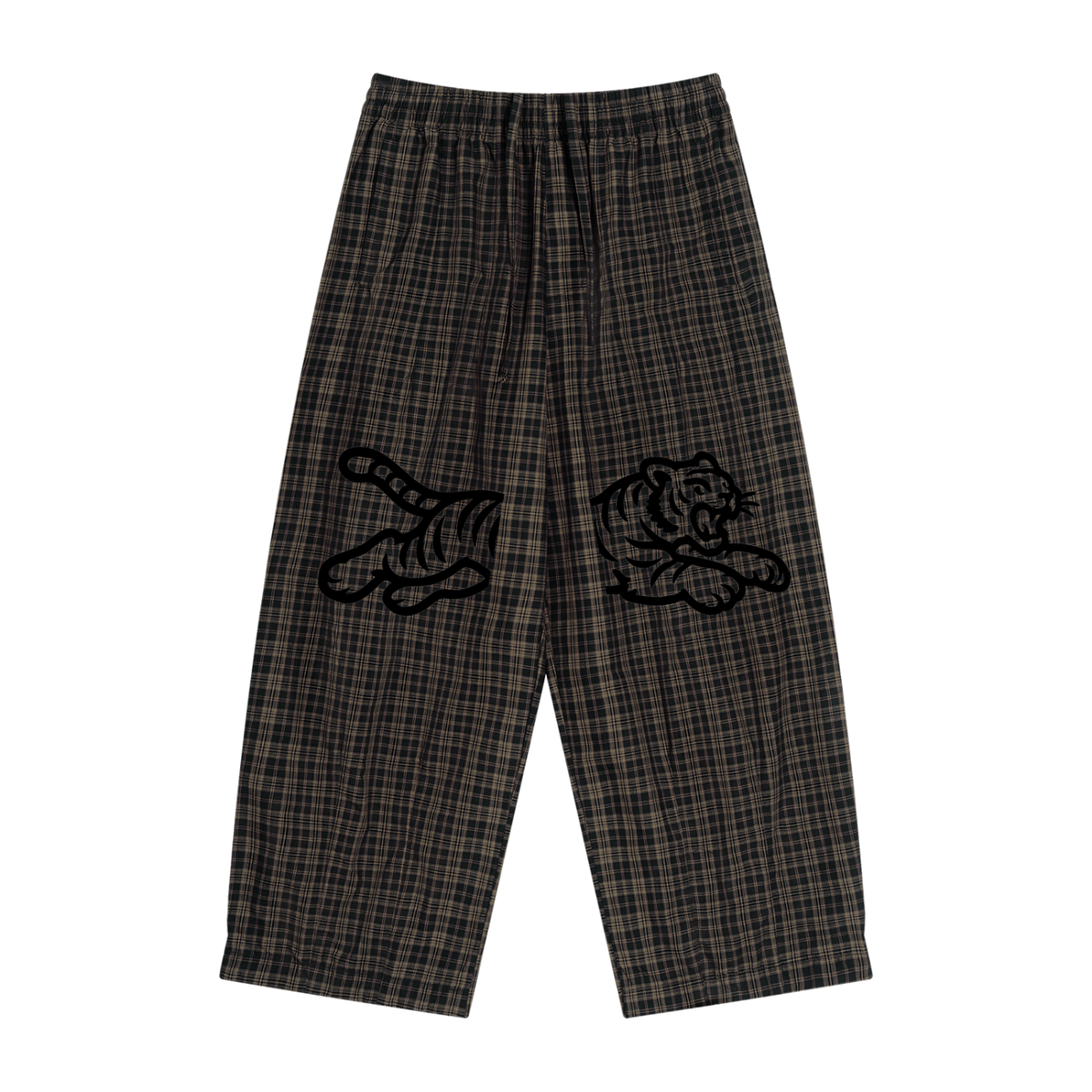 PLAID WIDE LEG PANTS